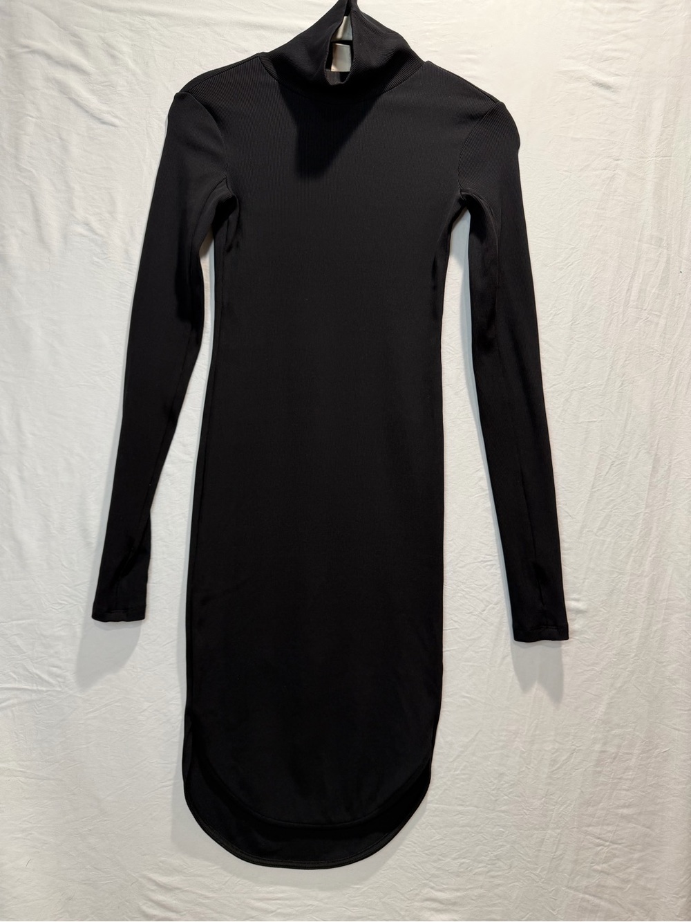 H&M Black Long Sleeve Turtleneck Midi Dress